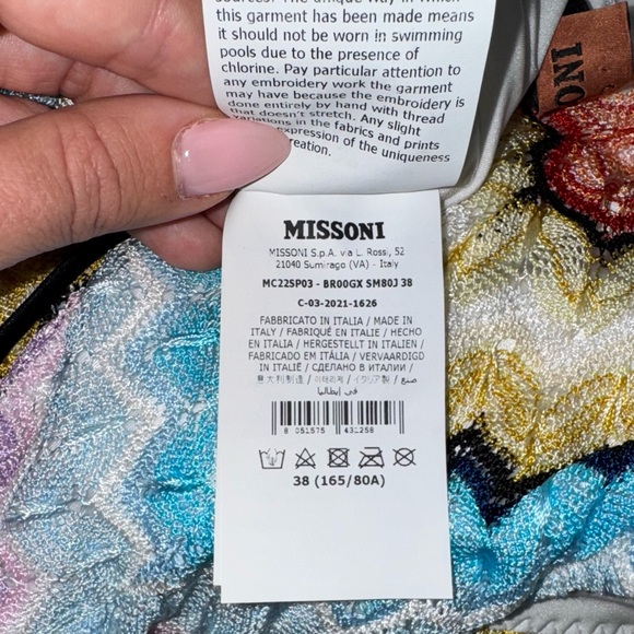 New Missoni Chevron Knit One-Piece Swimsuit Crochet Rainbow Bikini Rare 38 - Picture 16 of 16